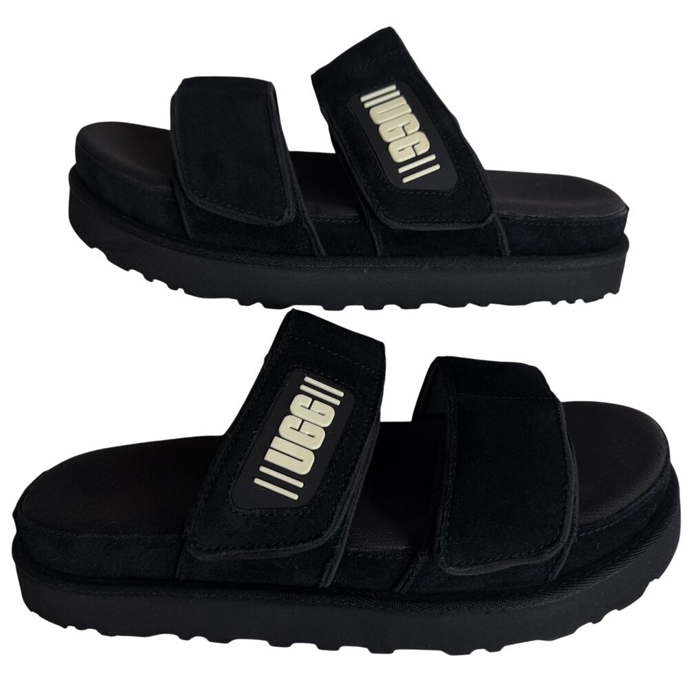 UGG Greer Suede Platform Slide Black Slippers Sandals Size 9 Womens 1129210
